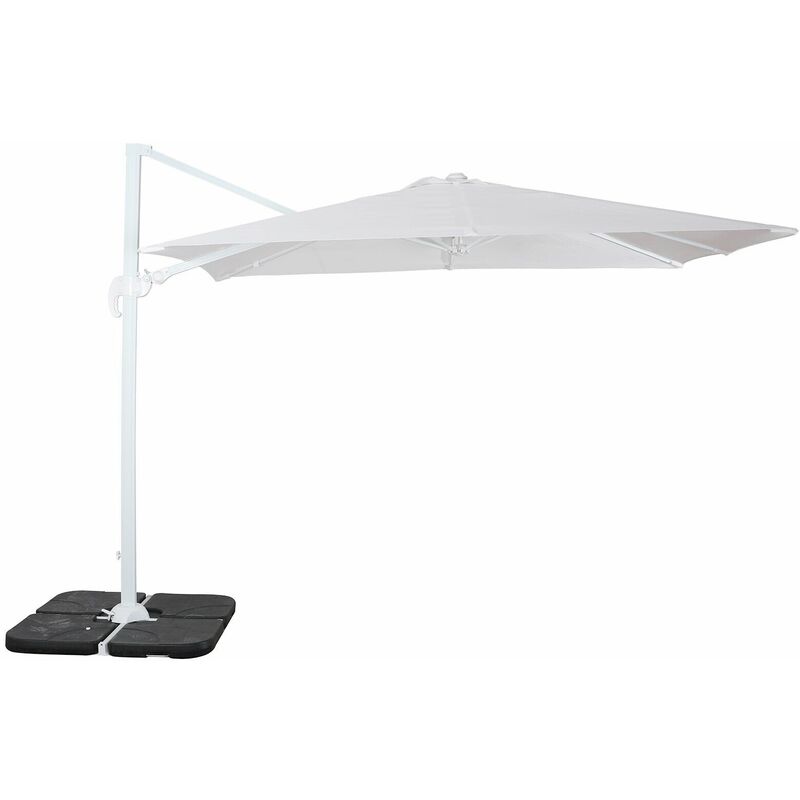 foto del prodotto megashopitalia ombrellone da giardino 3x3 mt base decentrata alluminio telo poliestere bianco