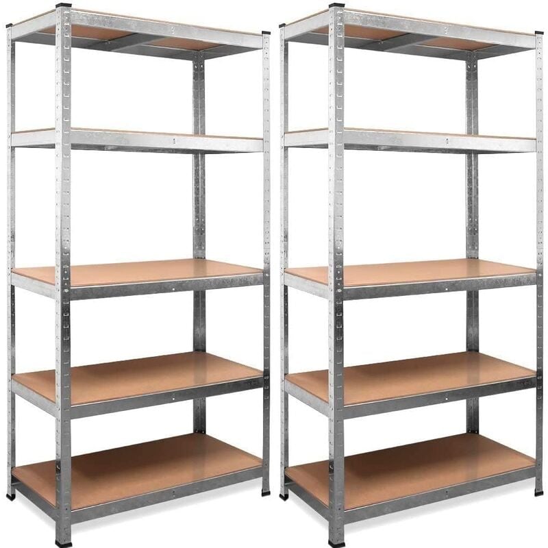 foto del prodotto megashopitalia scaffale mensola scaffali scaffalatura 5 ripiani legno magazzino zincato 2 pack