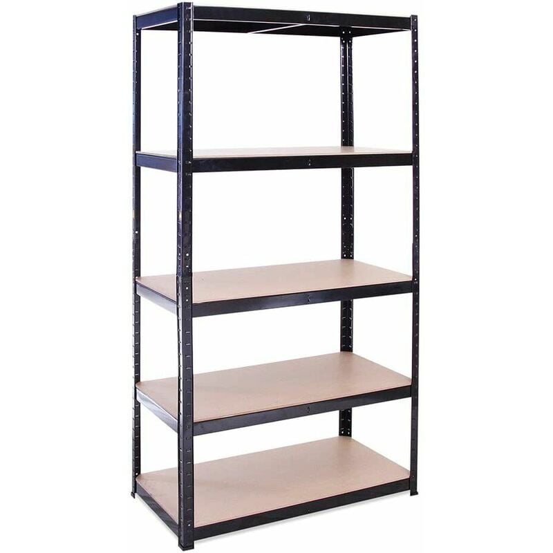 foto del prodotto megashopitalia scaffale mensola scaffali scaffalatura metallo nero 5 ripiani legno max 875kg