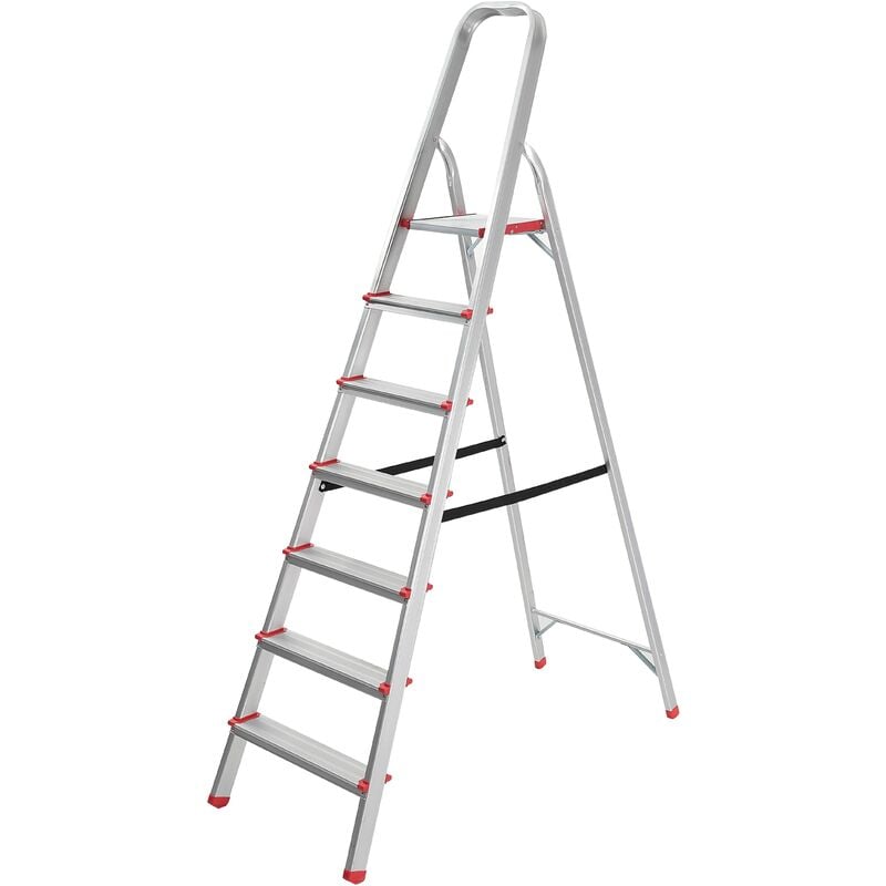 foto del prodotto megashopitalia scala scaletta uso domestico in alluminio portata 150 kg 7 gradini 