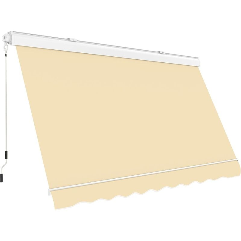 foto del prodotto megashopitalia - tenda da sole a caduta cassonata in alluminio balcone finestra soffitto o parete ecrù - l300xp250 cm