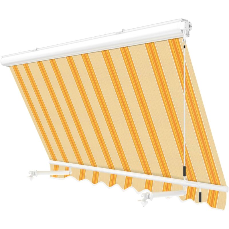 foto del prodotto megashopitalia tenda da sole a caduta cassonata in alluminio balcone finestra soffitto o parete giallo e beige l250xp250 cm