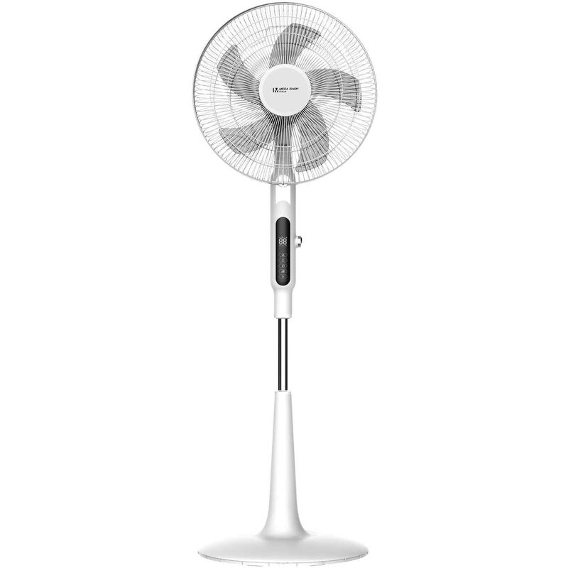 foto del prodotto megashopitalia ventilatore a piantana 65 watt con telecomando timer metallo abs 5 pale 10 velocit diametro 40 oscillazione inclinazione bianco