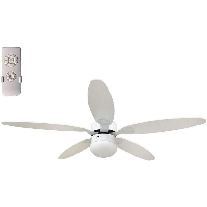 foto del prodotto megashopitalia ventilatore a soffitto 130cm 5 pale con telecomando luce reversibile 70w bianco