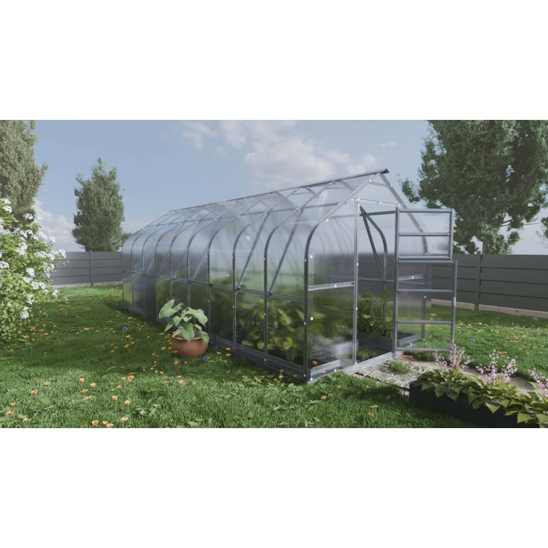 foto del prodotto meistro kodas serre da giardino robuste klasika standard 15m2, 2,5m x 6m, 6 mm con rivestimento in policarbonato con 3 tetti ad apertura