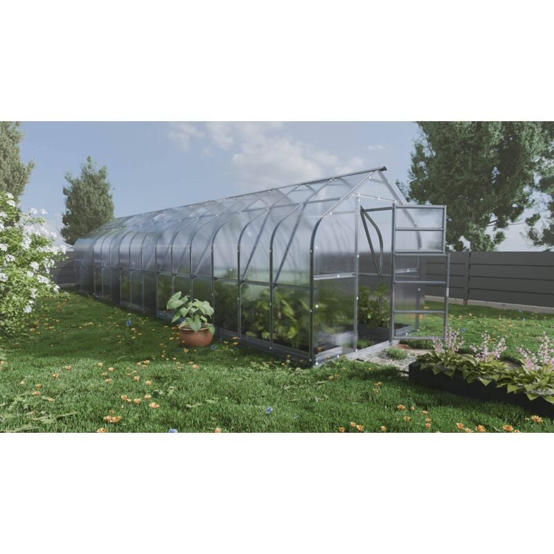 foto del prodotto meistro kodas serre da giardino robuste klasika standard 30m2, 2,5m x 12m, 6 mm con rivestimento in policarbonato con 6 tetti ad apertura