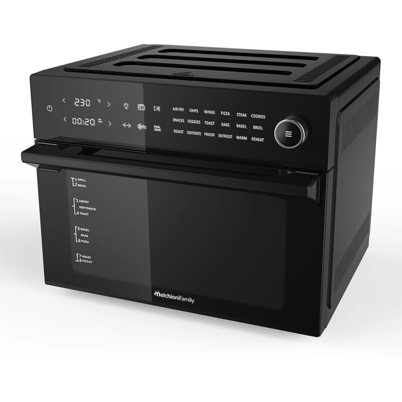 foto del prodotto melchioni forno friggitrice ad aria calda 30lt digitale 1800w frigge cuoce senza olio nero