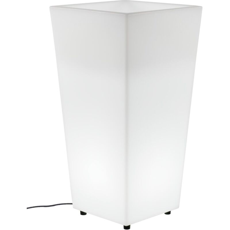 foto del prodotto melisa 30 fioriera quadrata e alta con luce per piante e fiori molto resistente. luce bianca fredda con cavo. realizzata in polietilene in spagna