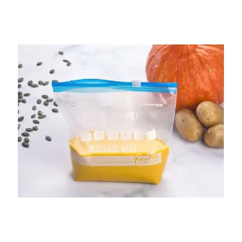 foto del prodotto melitta toppits zipper sacchetto multiuso pellicola speciale antistrappo, riutilizzabile, trasparente, capacit 1 litro, 1 x 12 pezzi