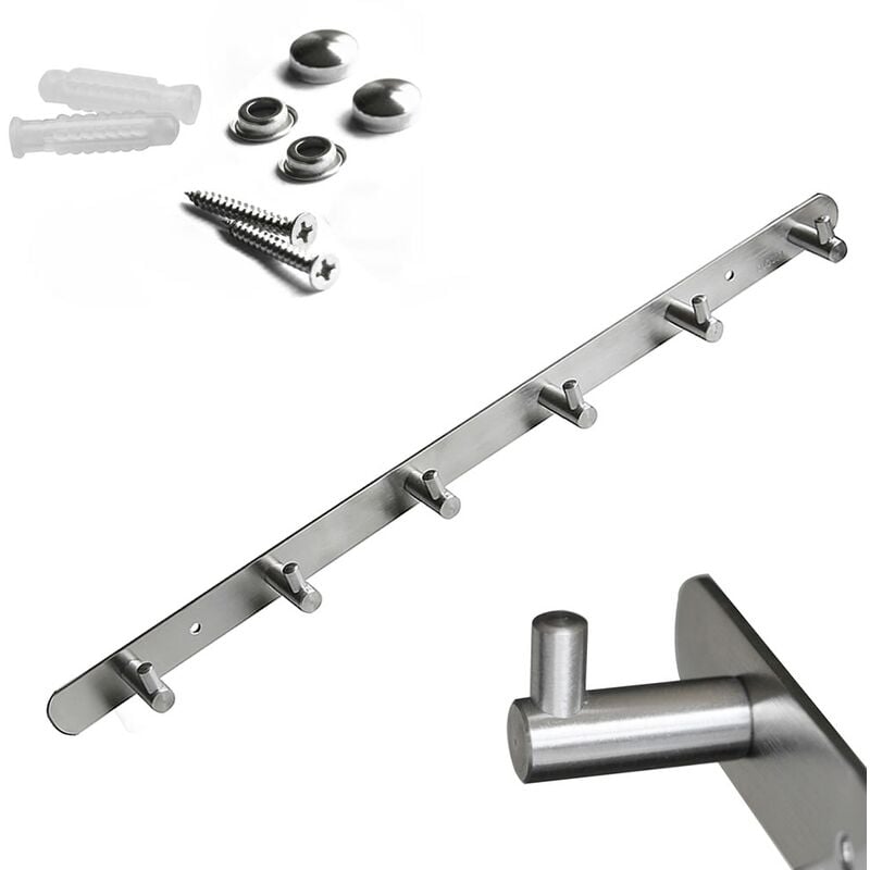 foto del prodotto melko elegante appendiabiti appendiabiti a muro in acciaio inox v2a, 6 ganci adatto per uso interno ed esterno