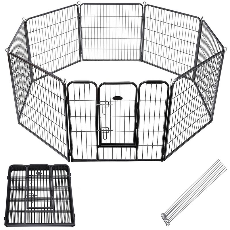 foto del prodotto melko puppy run recinto per cuccioli free run composto da 8 elementi, grigio, per elemento 80 x 100 cm l x a 