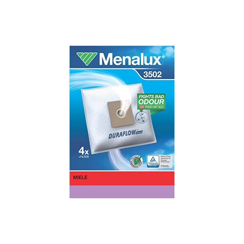 foto del prodotto menalux 3502 set de 4 bags de hoover e 1 microfiltro per microfilter, duraflow, philips, afk e alaska