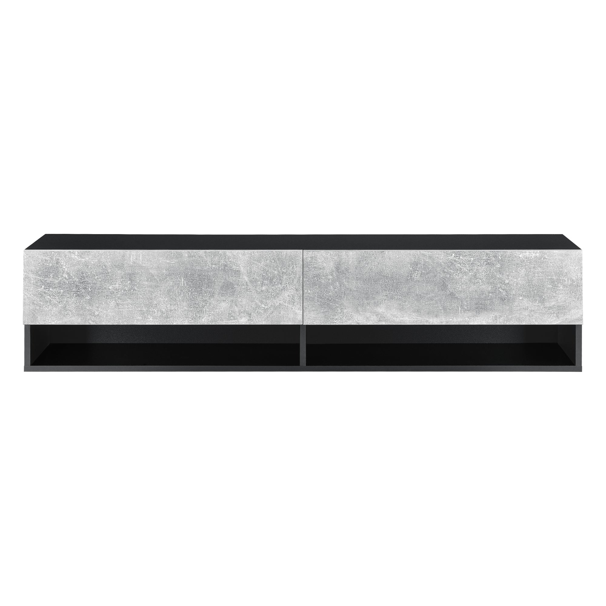 foto del prodotto mensola a muro 2 ante porta tv portaoggetti 140 cm nero effetto cemento 03 0005186