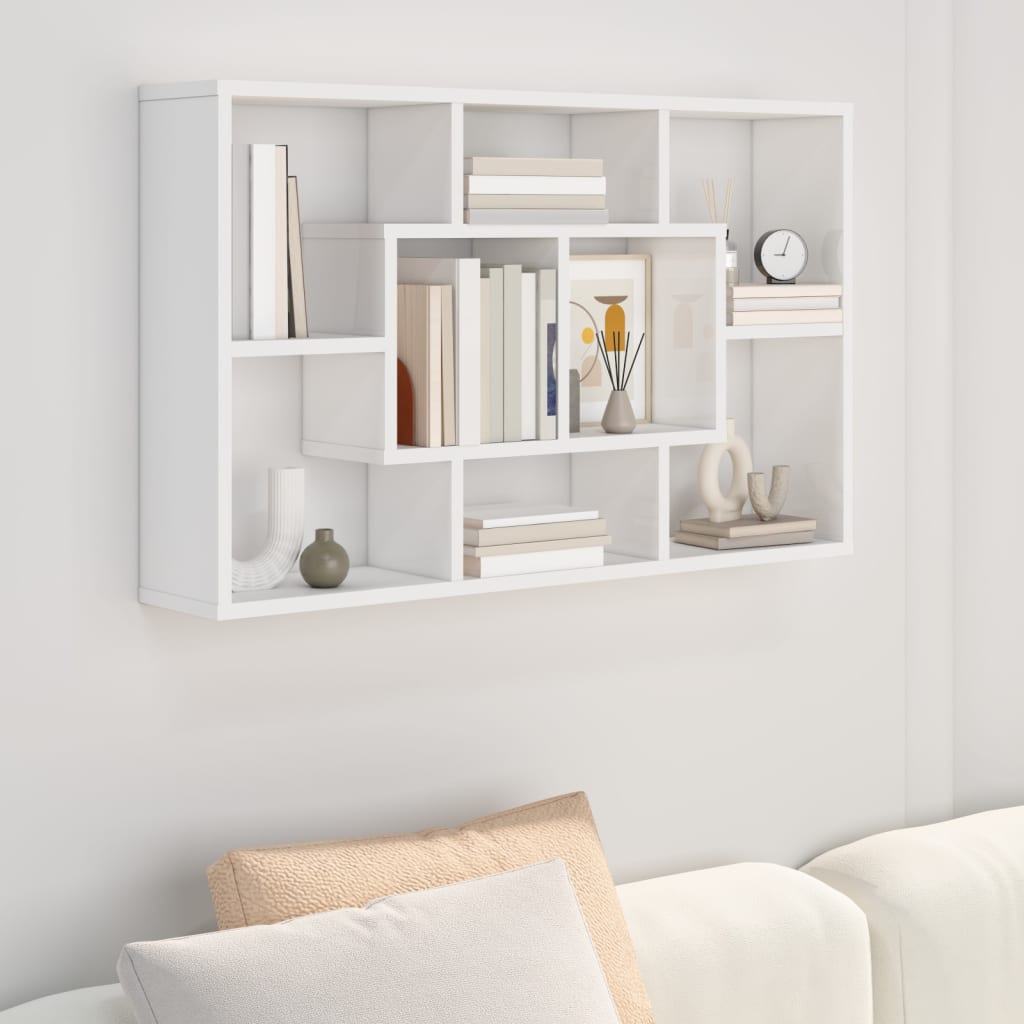 foto del prodotto mensola a muro bianco lucido 85x16x52,5 cm in legno multistrato cod mxl 63085