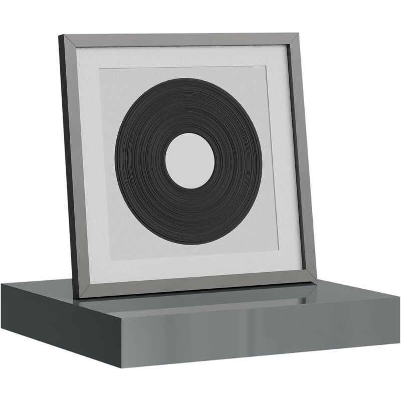 foto del prodotto mensola a muro con staffa metallica invisibile, grigio lucido 25x22.9x3.8 cm woltu