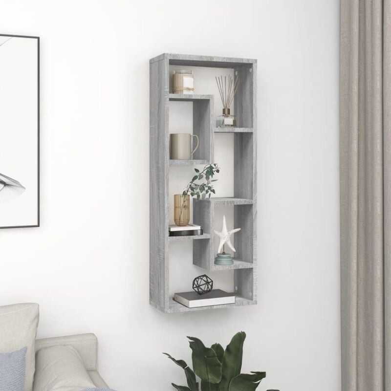 foto del prodotto mensola a muro grigio sonoma 36x16x90 cm in legno multistrato vidaxl