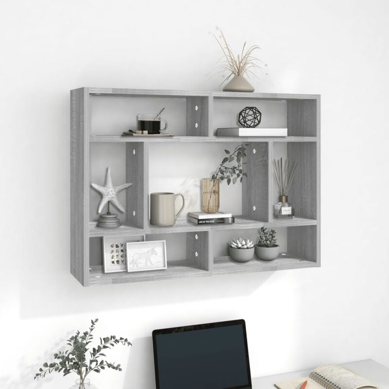 foto del prodotto mensola a muro grigio sonoma 75x16x55 cm in legno multistrato vidaxl