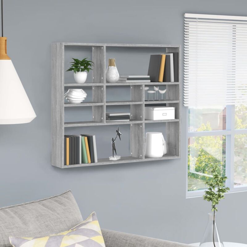 foto del prodotto mensola a muro grigio sonoma 90x16x78 cm in legno multistrato vidaxl
