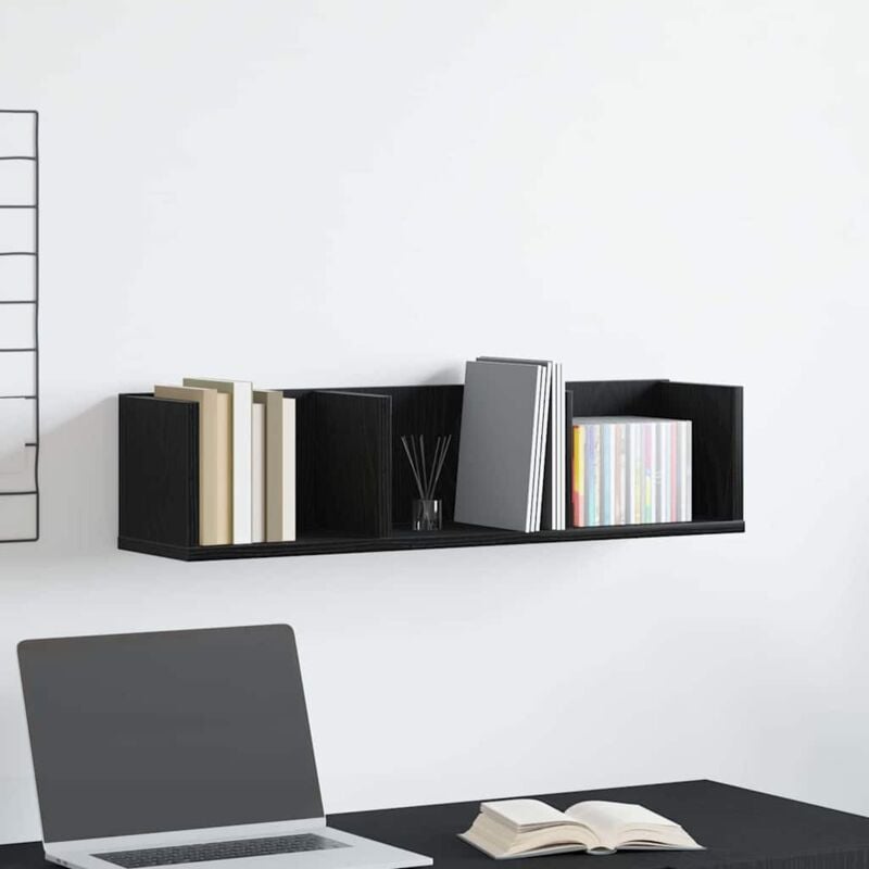 foto del prodotto mensola a muro per cd rovere nero 75x18x18 cm in legno ingegnerizzato vidaxl