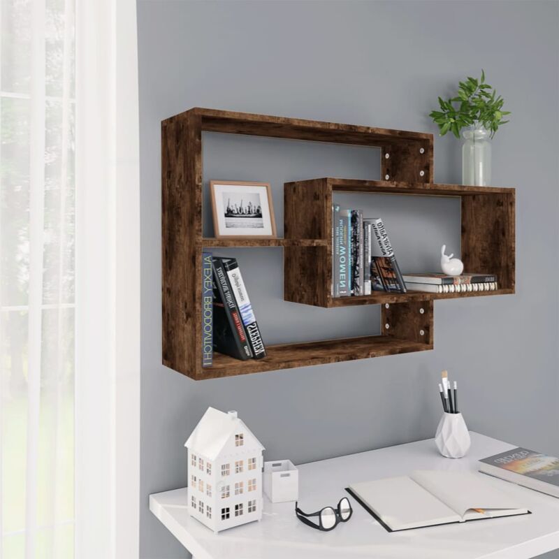 foto del prodotto mensola a muro rovere fumo 104x20x58,5 cm legno multistrato vidaxl