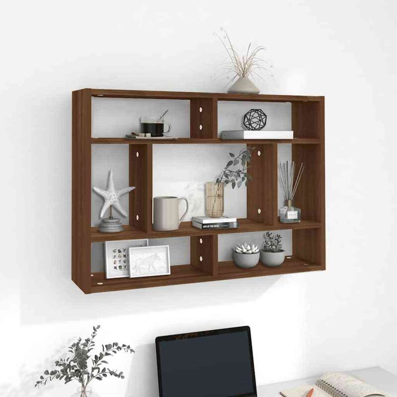 foto del prodotto mensola a muro rovere marrone 75x16x55 cm in legno multistrato vidaxl