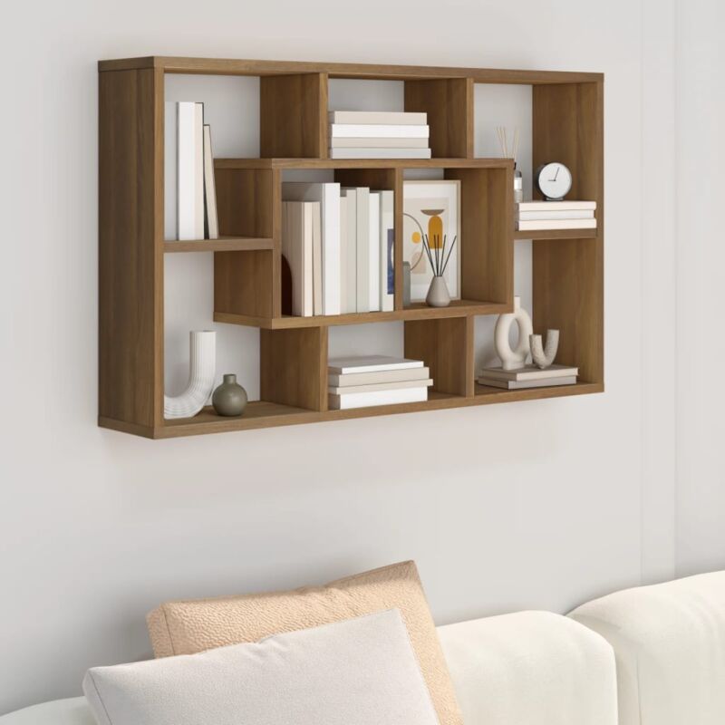 foto del prodotto mensola a muro rovere marrone 85x16x52,5cm in legno multistrato vidaxl