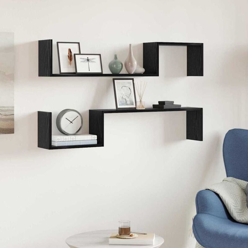 foto del prodotto mensola a parete 2 pezzi quercia nera 100x15x70 cm legno ingegnerizzato vidaxl