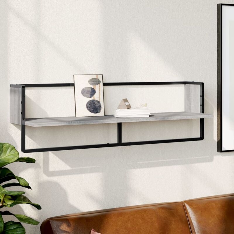 foto del prodotto mensola a parete con asta grigio sonoma 100x25x30 cm vidaxl