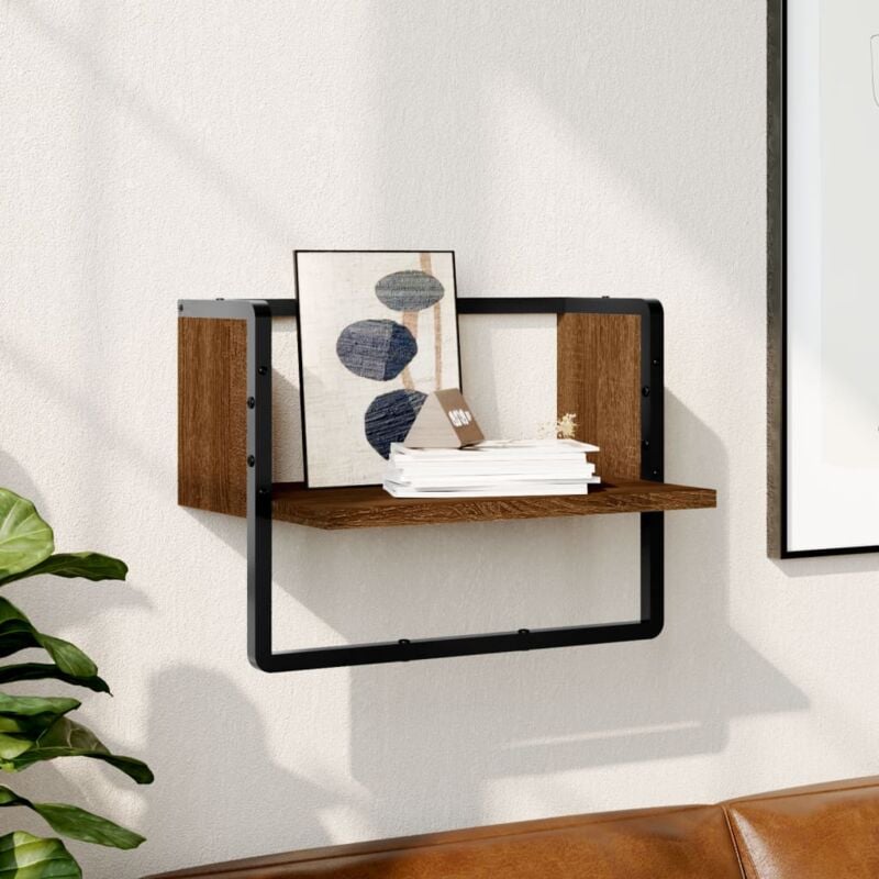 foto del prodotto mensola a parete con asta rovere marrone 40x25x30 cm vidaxl
