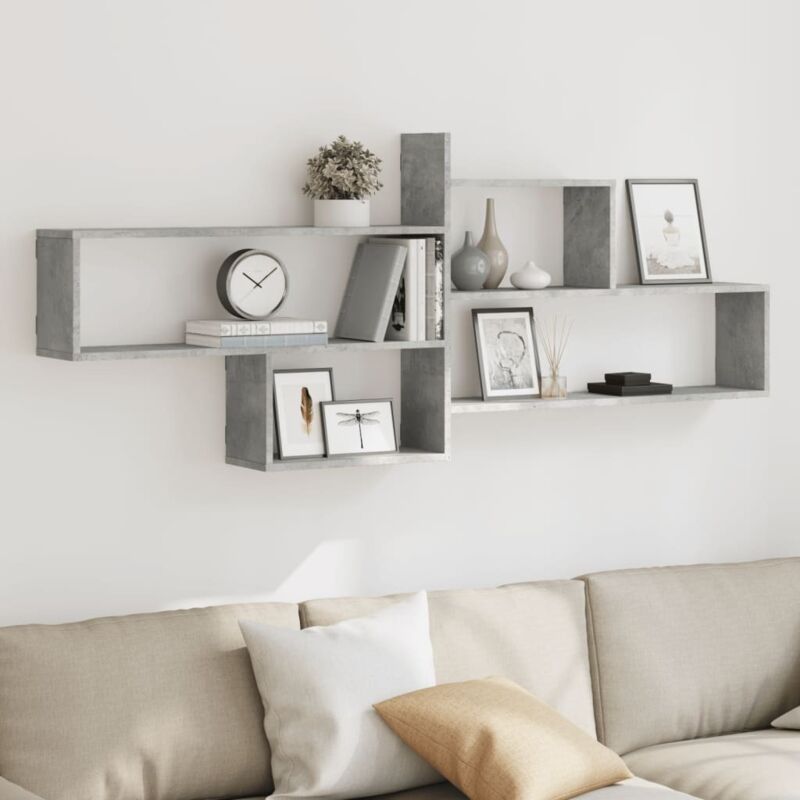 foto del prodotto mensola a parete grigio cemento 167,5x18x68 cm in truciolato vidaxl