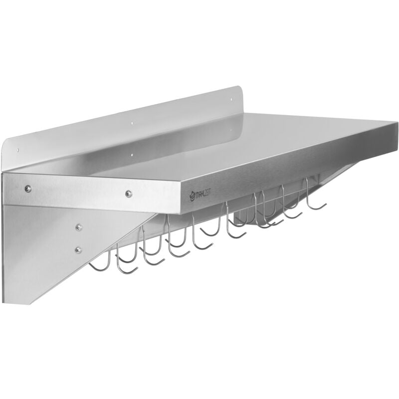 foto del prodotto mensola a parete in acciaio inox mahlzeit, 90 x 30 cm, mensola pieghevole con pratica guida a gancio