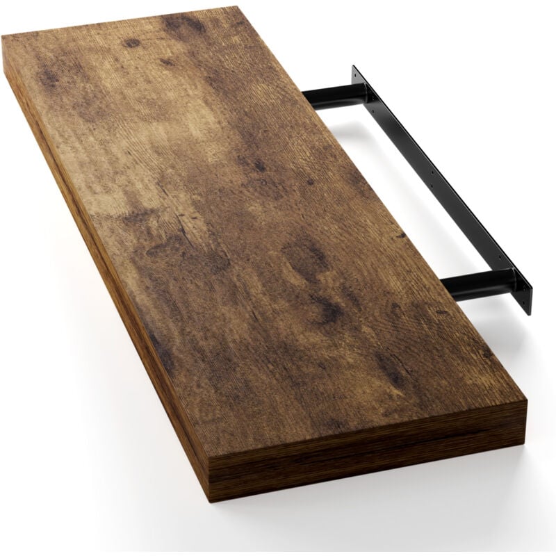 foto del prodotto mensola a parete mobile pensile libreria sospesa portaspezie da cucina mobiletto bagno 70cm quercia scura