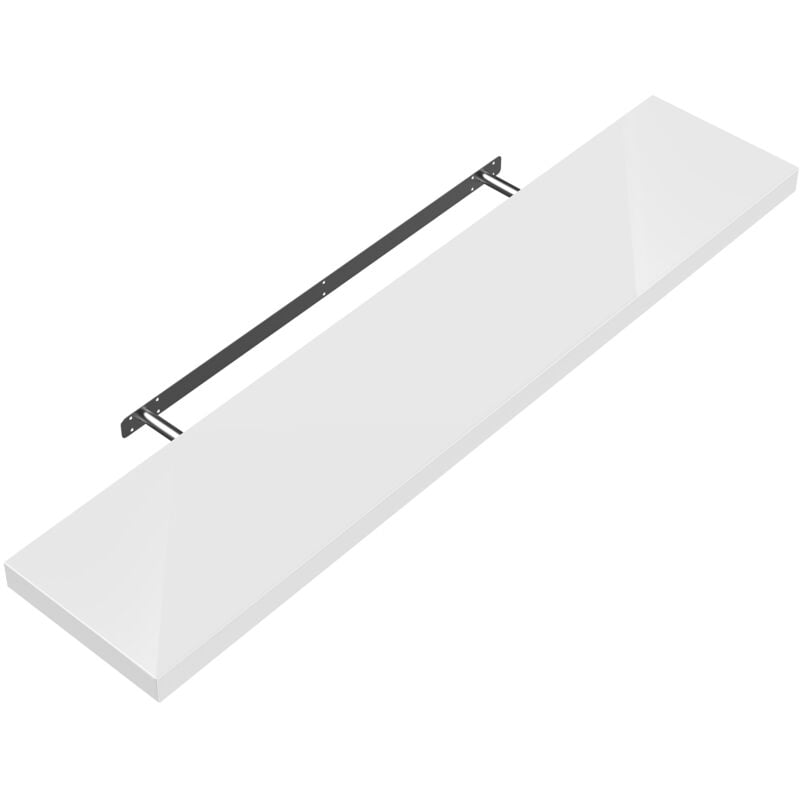 foto del prodotto mensola a parete mobile pensile libreria sospesa portaspezie da cucina mobiletto bagno 90cm bianco lucido