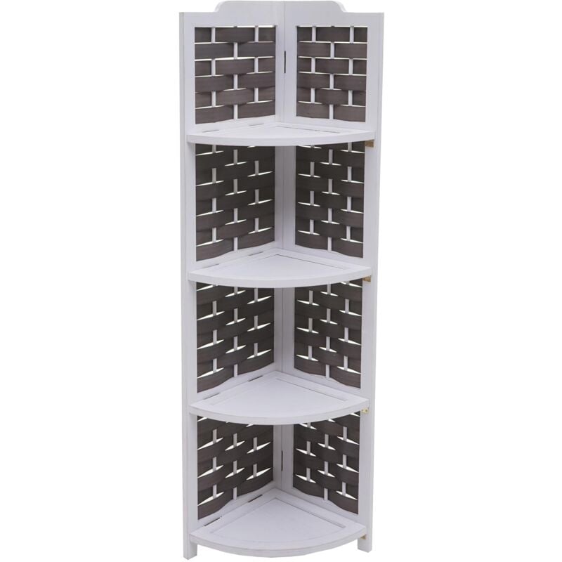 foto del prodotto mensola angolare a 4 livelli in legno di paulownia traliccio decorativo 110 cm in polietilene bianco antracite 040008638
