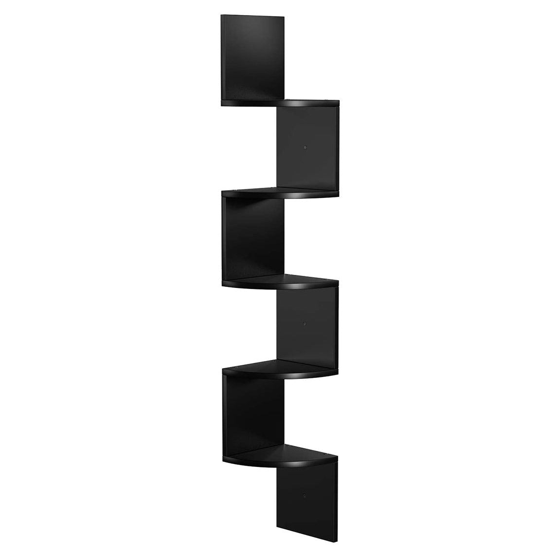 foto del prodotto mensola angolare a 5 ripiani mensola a muro a forma di zigzag libreria per cucina soggiorno camera da letto nero 12 0002821
