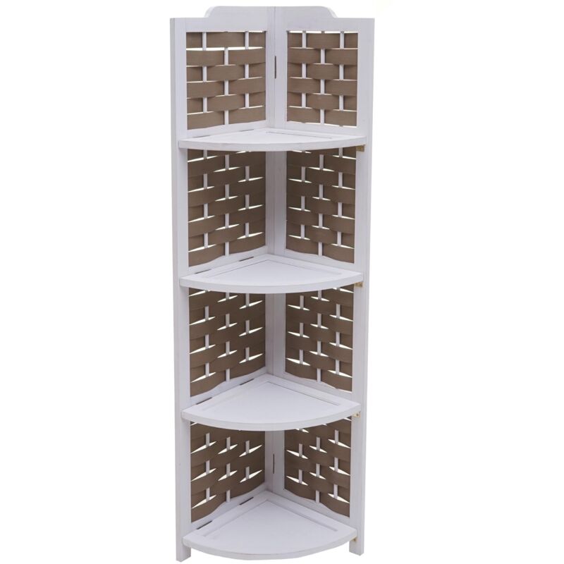 foto del prodotto mensola angolare con 4 ripiani pieghevoli in legno di paulonia 110 cm traliccio decorativo marrone 040008639