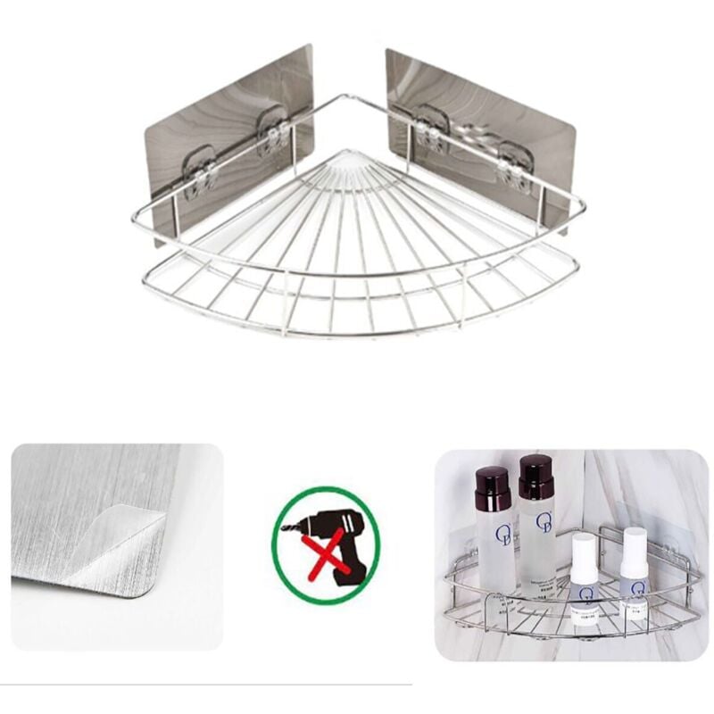 foto del prodotto mensola angolare da parete adesiva scaffale organizer portaoggetti 03489
