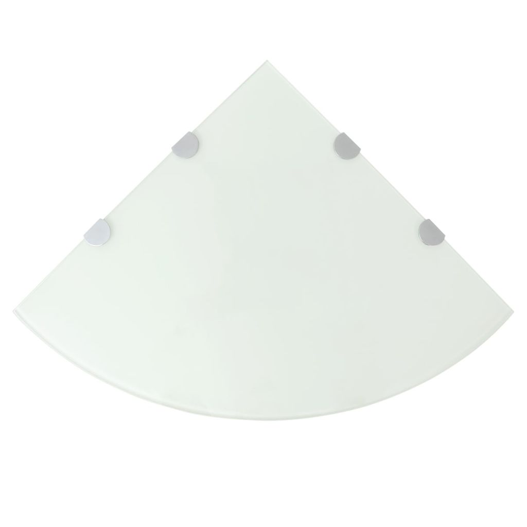 foto del prodotto mensola angolare di design con supporti cromati vetro bianco 45 x 45 cm 2702225 2
