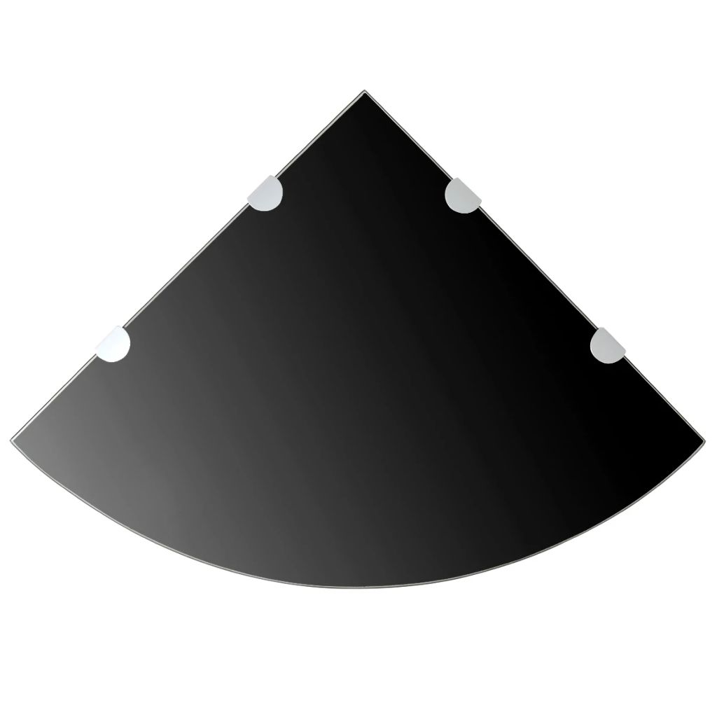 foto del prodotto mensola angolare di design con supporti cromati vetro nero 45 x 45 cm 2702222 2
