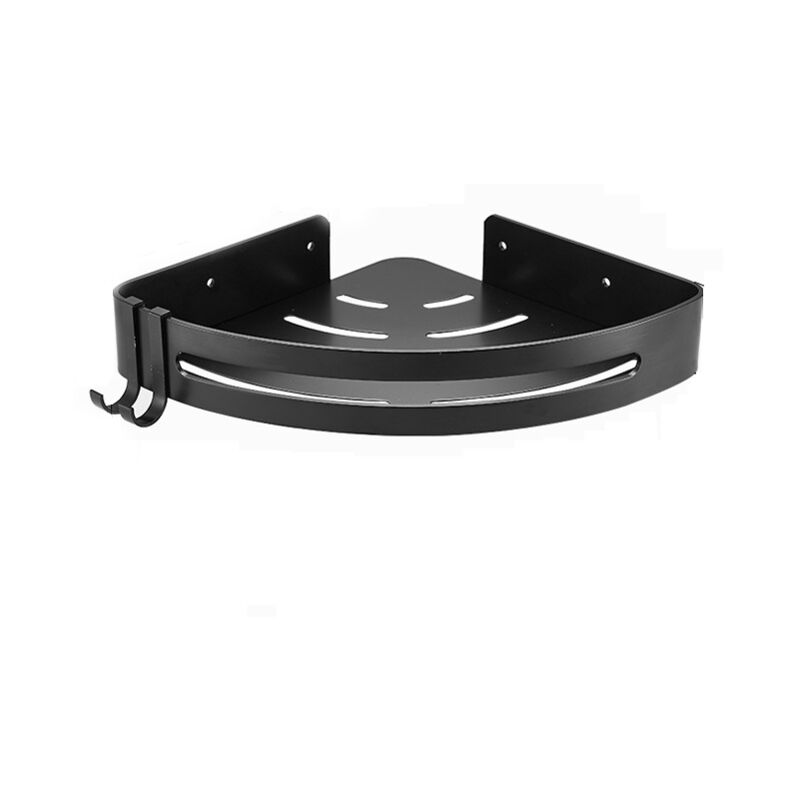 foto del prodotto mensola angolare divisoria per bagno, per doccia, con 2 ganci, organizer per wc, set di accessori per il bagno 1 pezzo nero, 30,5 x 22,5 x 4,5 cm 