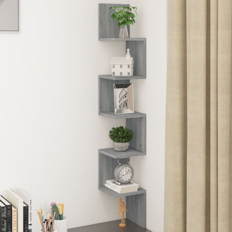 foto del prodotto mensola angolare grigio sonoma 20x20x127,5 cm legno multistrato vidaxl