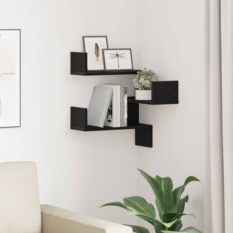 foto del prodotto mensola angolare nera rovere 40x40x49,5 cm in legno ingegnerizzato vidaxl