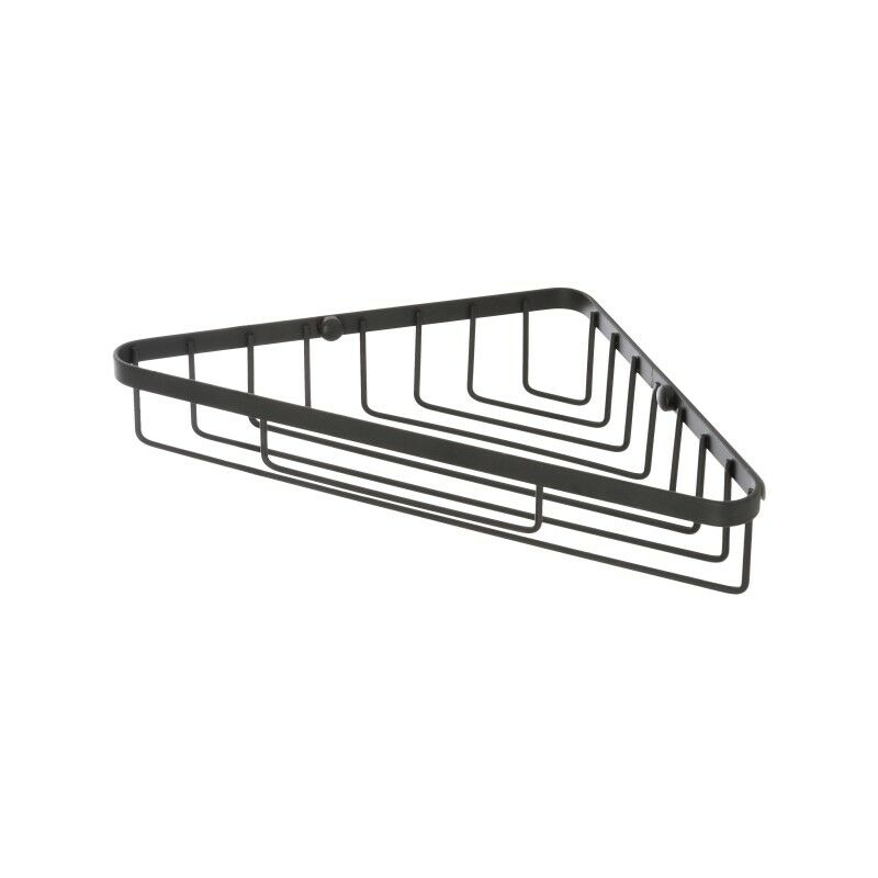 foto del prodotto mensola angolare per doccia con 1 ripiano da 23 x 23 cm, accessorio da parete in acciaio nero opaco della serie chic black.