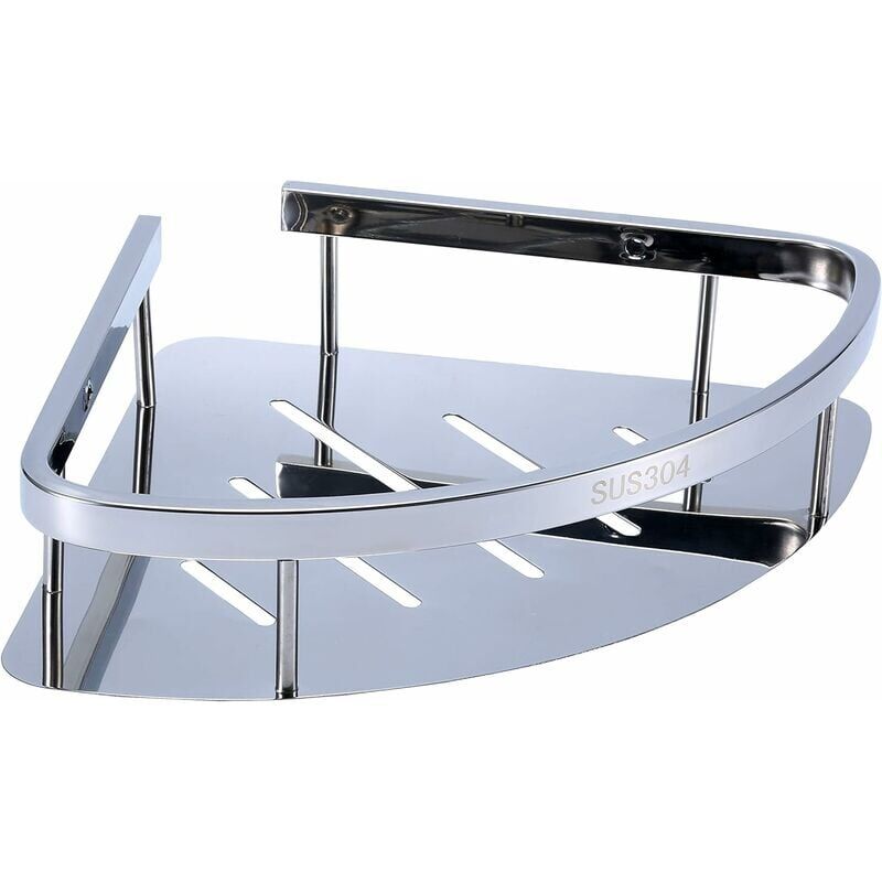 foto del prodotto mensola angolare per doccia con ventosa triangolare in acciaio inox 304, cestino portaoggetti per doccia, organizer per bagno, toilette, cucina,