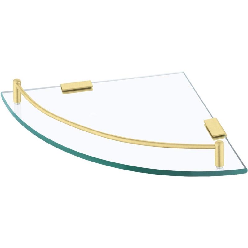 foto del prodotto mensola angolare per doccia, mensola in vetro per doccia, mensola in vetro temperato da 8 mm per doccia, mensola da parete per bagno, organizer per