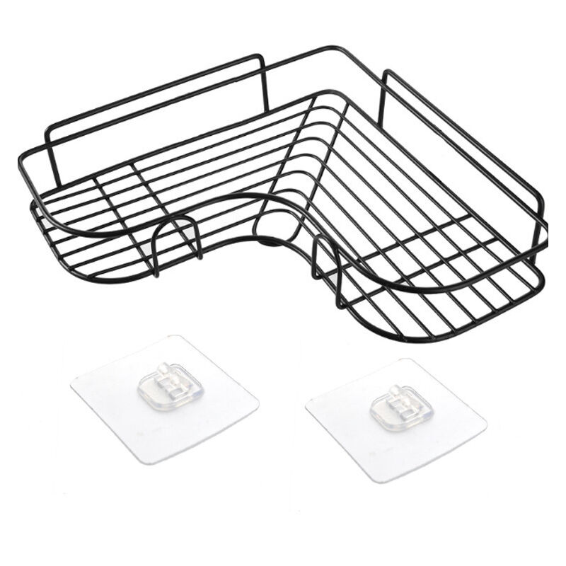 foto del prodotto mensola angolare per doccia senza foratura, portasapone in acciaio inox, accessori autoadesivi per bagno e cucina nero 