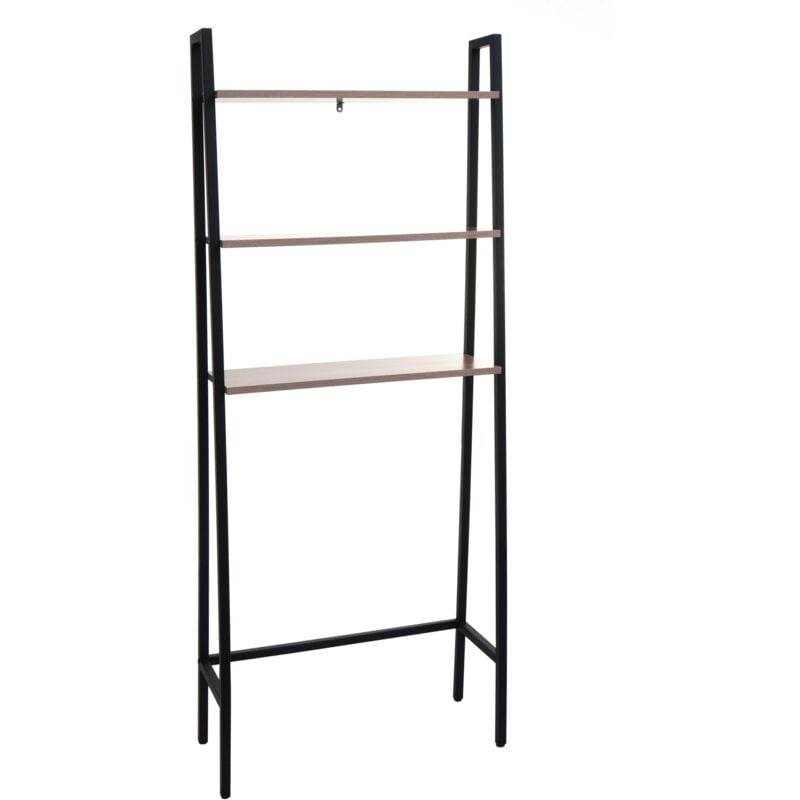 foto del prodotto mensola autoportante per bagno mensola per lavatrice scala design industriale legno grigio-marrone e metallo 155x64x25 cm 040008695