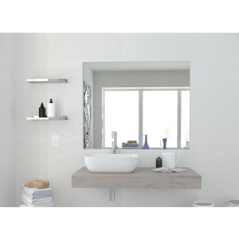 foto del prodotto mensola bagno 100x10 cm rovere chiaro con lavabo da appoggio girasole 100 cm standard