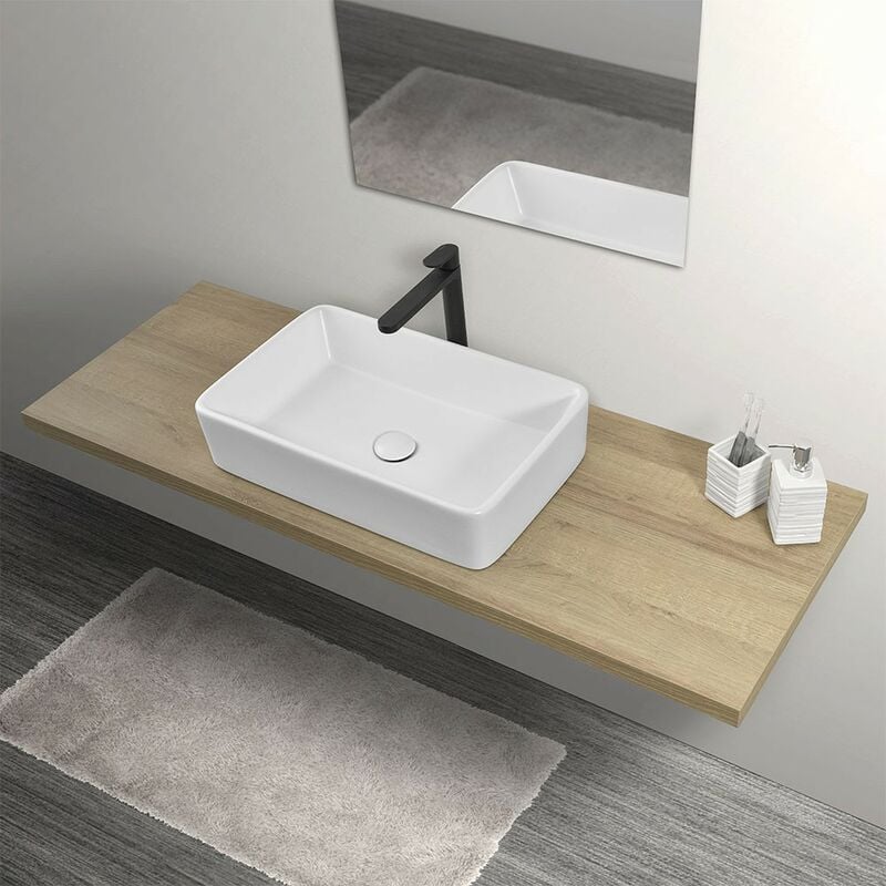 foto del prodotto mensola bagno 110 cm rovere miele per lavabi da appoggio serie master