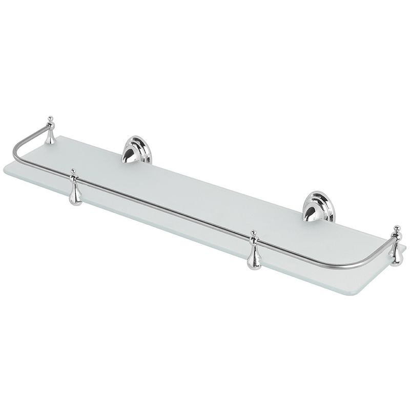 foto del prodotto mensola bagno a muro 50 cm in vetro satinato con supporto cromato facile